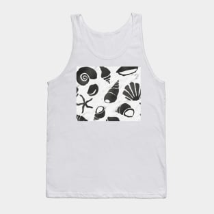 Black leather south pacific sea shells - white marble Tank Top